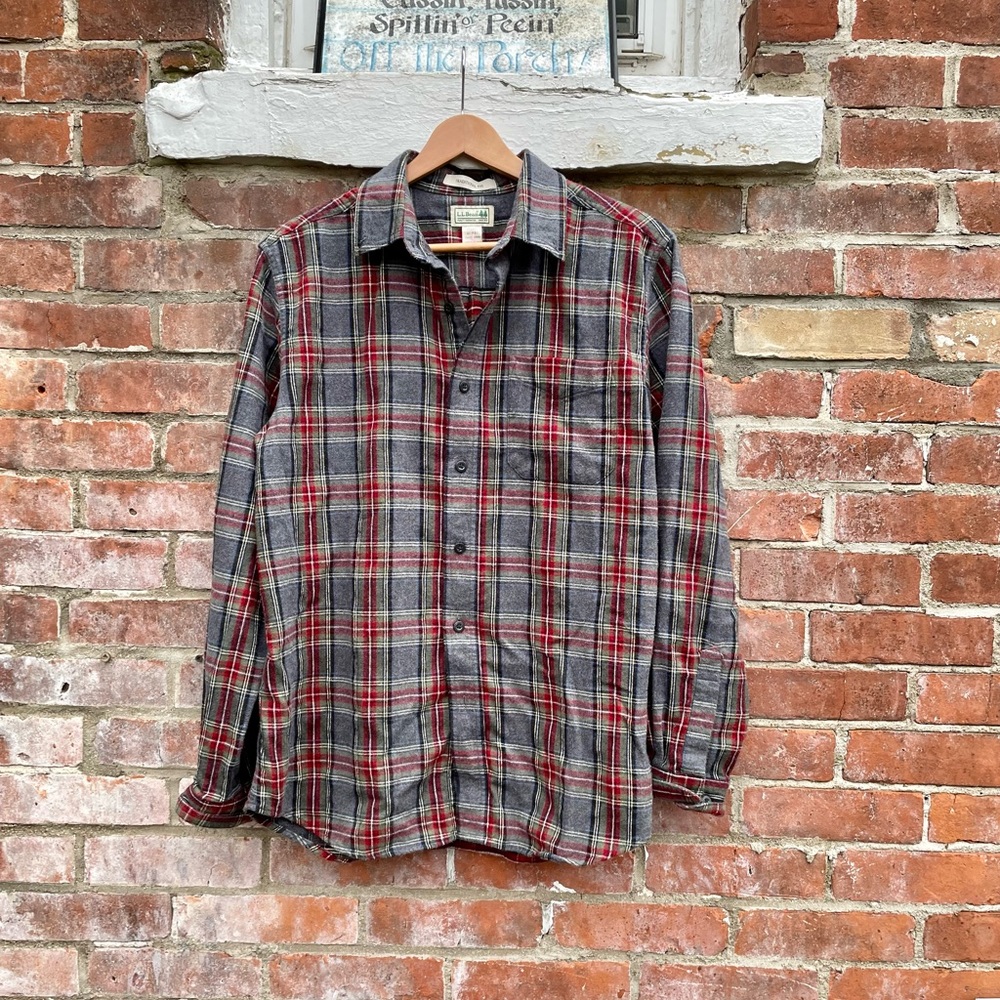 L.L. Bean Traditional Fit Plaid Flannel Shirt Size Medium Cotton